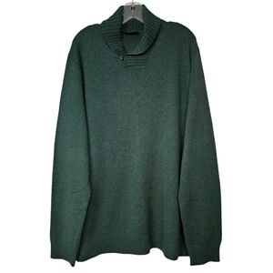 Jeremy Argyle NYC Sweater Forest Green Wool/Yak/Cashmere Button Shawl Collar XXL